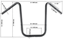 Harley Davidson Flst [HIGHWAY HAWK] - Bad Hawk 1 tommer styr med 3 huller, 845 mm bred 370 mm høj, krom-2