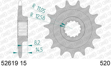 Ducati Monster 937 [AFAM] - Kædesæt 520XHR2 15/43 Superforstærket - Standard kædehjul - 0
