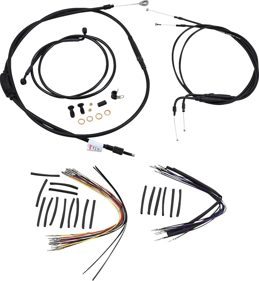 harley davidson flst [BURLY BRAND] - Komplet sort vinyl styr kabel/line sæt til Ape Hanger