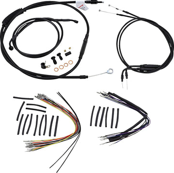 harley davidson flst [BURLY BRAND] - Komplet sort vinyl styr kabel/line sæt til Ape Hanger