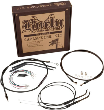 harley-davidson street bob [BURLY BRAND] - Komplet sort vinyl styrkabel/linesæt til abehængere - 0