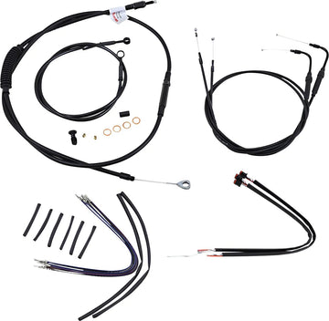 harley davidson flst [BURLY BRAND] - Komplet sort vinyl styr kabel/line sæt til Ape Hanger