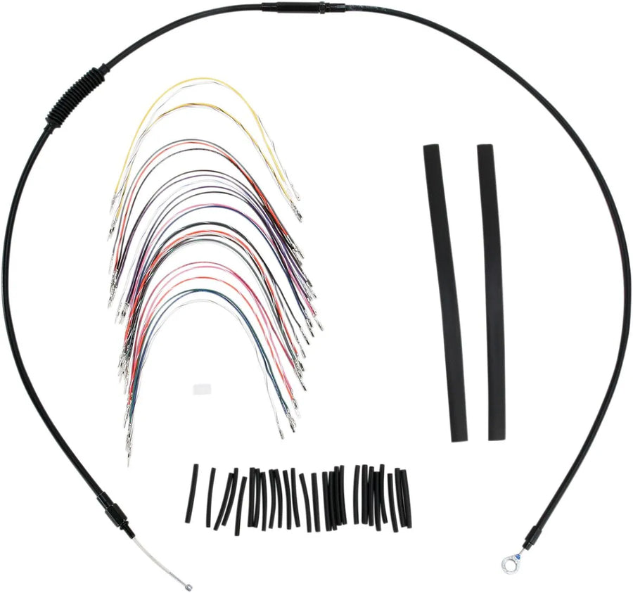 harley davidson flhtc [BURLY BRAND] - Komplet sort vinyl styrkabel/line-sæt til Ape Hanger
