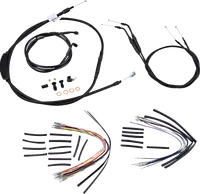 Harley Davidson Fxdwg [BURLY BRAND] - Komplet sort vinyl styr kabel/line sæt til Ape Hanger