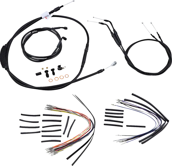 Harley Davidson Fxdwg [BURLY BRAND] - Komplet sort vinyl styr kabel/line sæt til Ape Hanger