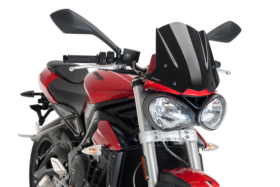 TRIUMPH STREET TRIPLE S [2017–2019] - New Generation Sport Windschild | Schwarz | PUIG 9999N