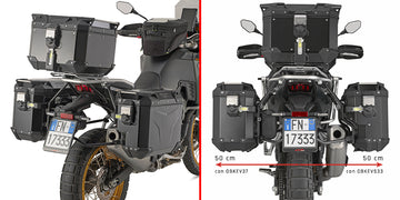 Kove X Pro 800 [GIVI] - sidekasse i stålrør PL ONE-FIT med højre sideforskydning til Trekker Outback