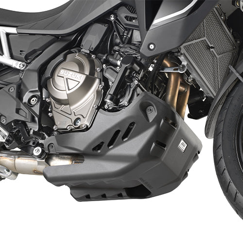 Suzuki V-Strom 800 SE [GIVI] - Motorbeskyttelse er lavet af sort glasfiberforstærket plast, der skal monteres med