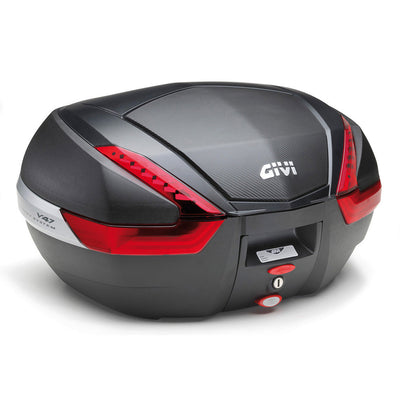 V47 Monokey Topcase in Carbon Optik – roten Reflektoren / Max. Zuladung 10 kg