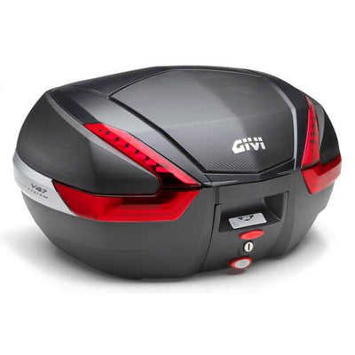 V47 Monokey Topcase in Carbon Optik – roten Reflektoren / Max. Zuladung 10 kg