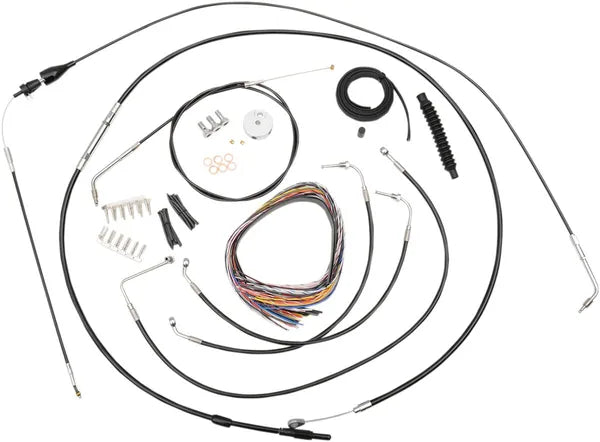 Harley Davidson Flhri [LA CHOPPERS] - Komplet sort vinylflettet styrkabel/bremselinjesæt