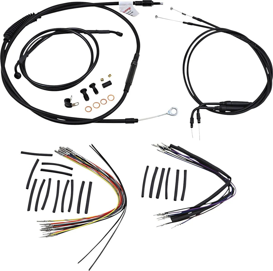 harley davidson flst [BURLY BRAND] - Komplet sort vinyl styr kabel/line sæt til Ape Hanger