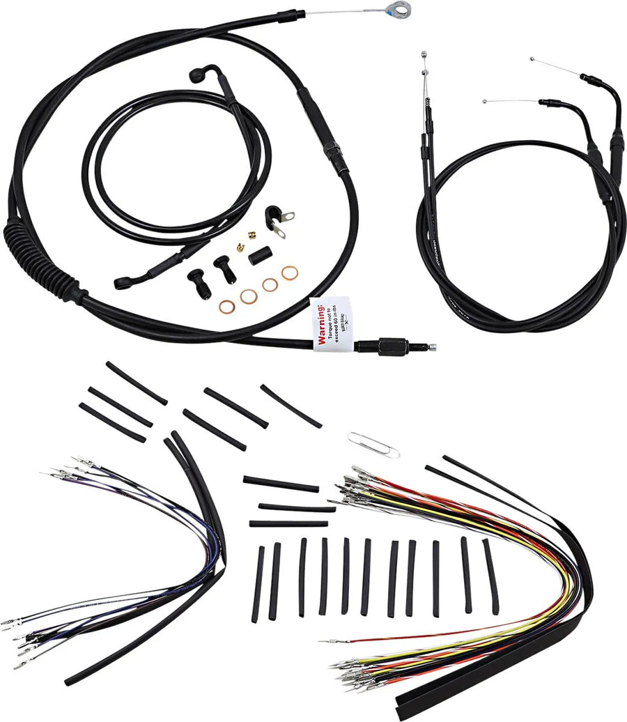harley davidson flst [BURLY BRAND] - Komplet sort vinyl styr kabel/line sæt til Ape Hanger