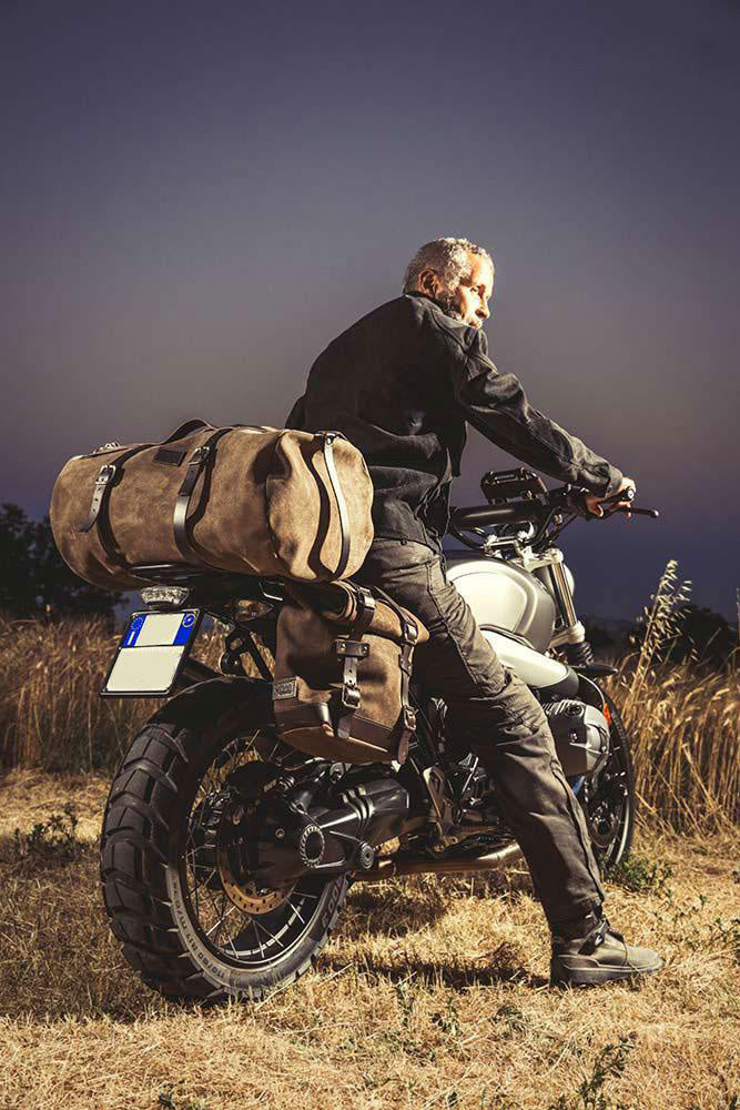BMW R nineT 1200 Scrambler [2016-2023] - Seitentasche aus Leder + rechtsseitiger Rahmen