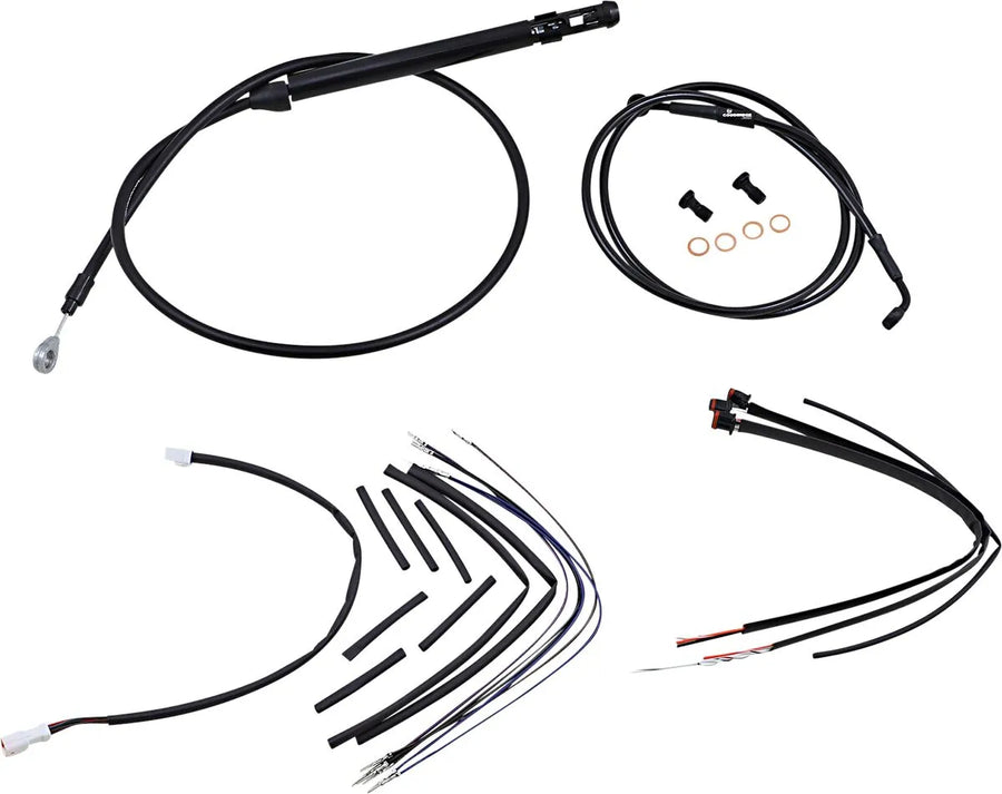 harley davidson softail street bob fxbb [BURLY BRAND] - Komplet sort vinyl styr kabel/line sæt til abehængere