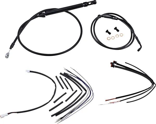 Harley Davidson FX [BURLY BRAND] - Komplet sort vinyl styr kabel/line sæt til Ape Hanger