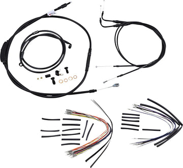 harley davidson flst [BURLY BRAND] - Komplet sort vinyl styr kabel/line sæt til Ape Hanger