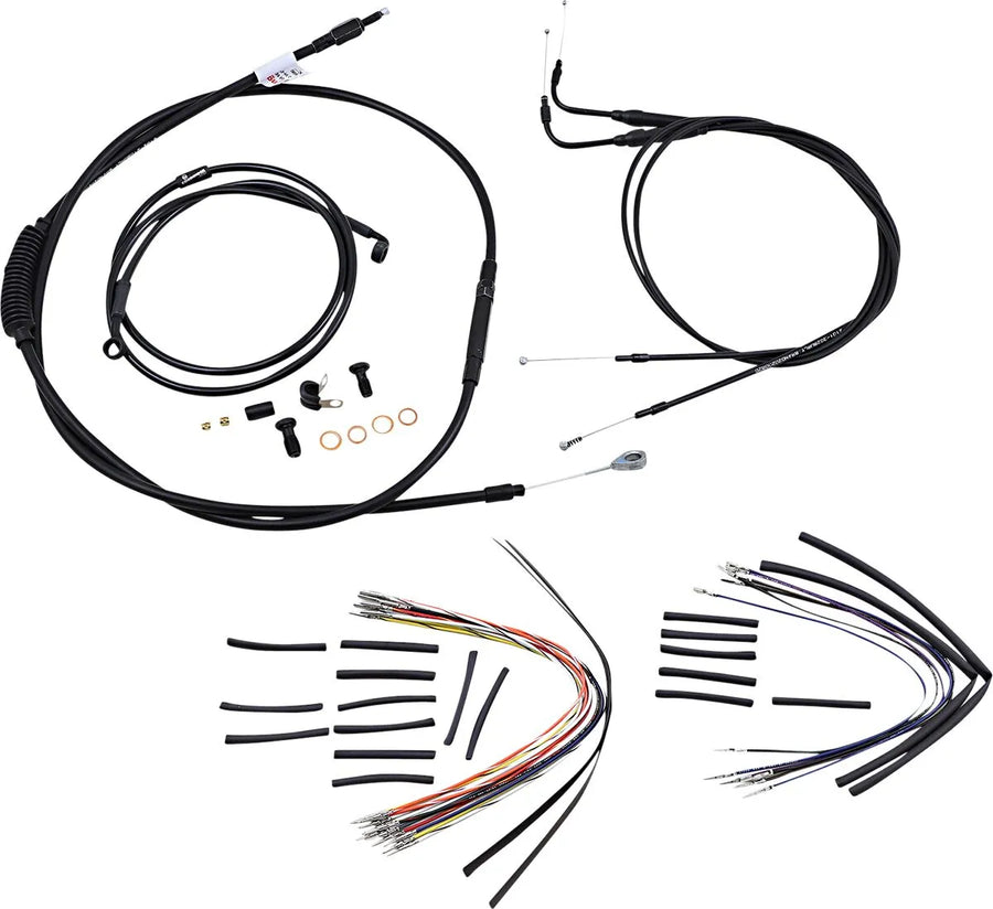 harley davidson flst [BURLY BRAND] - Komplet sort vinyl styr kabel/line sæt til Ape Hanger