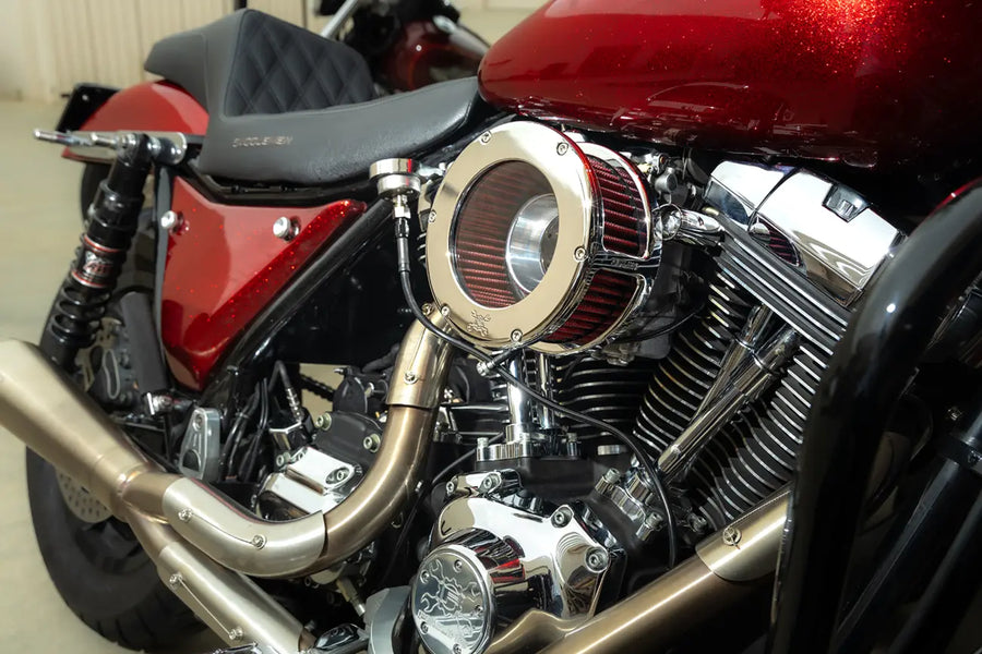 Harley-Davidson FXBB 1923 Softail Street Bob 117 [2026] - BA Luftfilterkit – Oberfläche: Verchromt, Rot, Klar – Bild 2