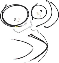 Harley Davidson Flhx [BURLY BRAND] - Komplet sort vinyl styr kabel/line sæt til Ape Hanger