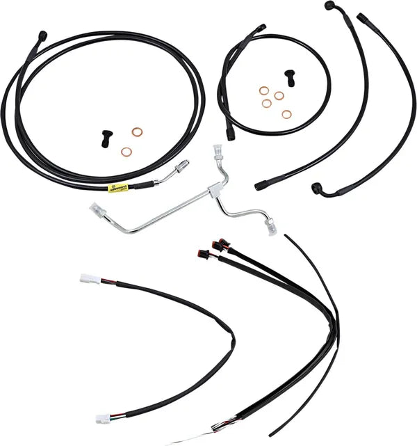 Harley Davidson Flhx [BURLY BRAND] - Komplet sort vinyl styr kabel/line sæt til Ape Hanger