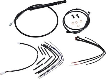 harley davidson softail street bob fxbb [BURLY BRAND] - Komplet sort vinyl styr kabel/line sæt til abehængere