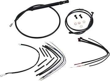 Harley Davidson FX [BURLY BRAND] - Komplet sort vinyl styr kabel/line sæt til Ape Hanger