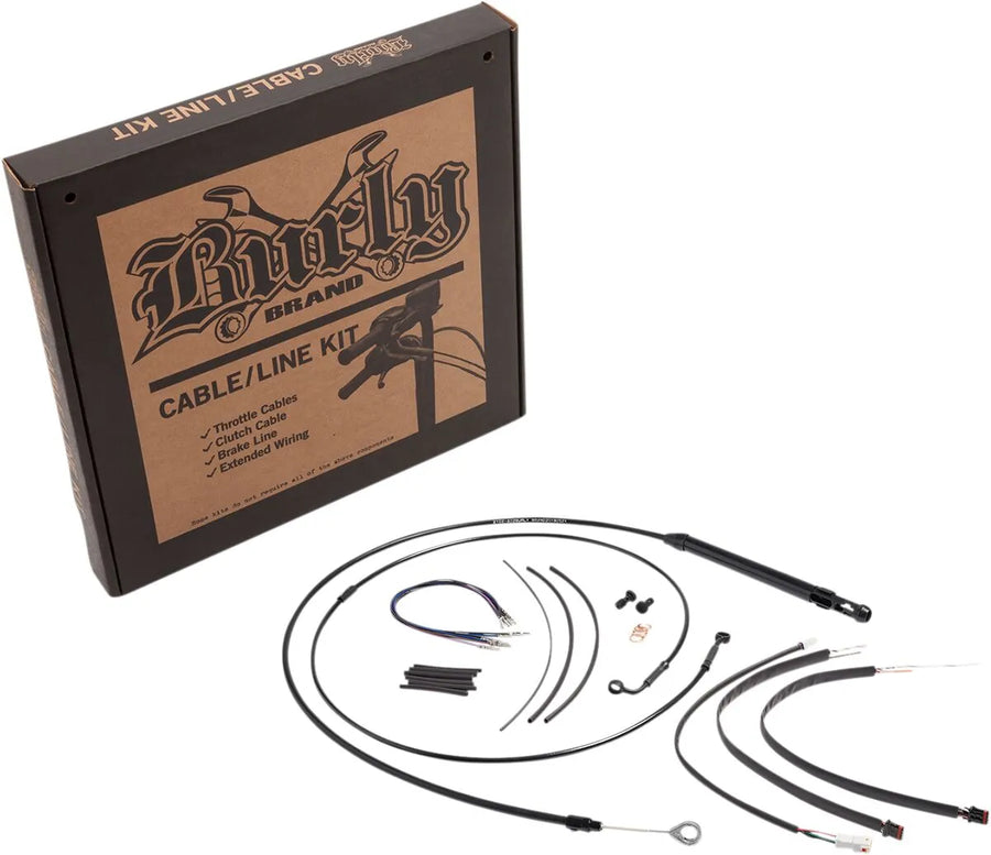 harley davidson softail street bob fxbb [BURLY BRAND] - Komplet sort vinyl styr kabel/line sæt til abehængere