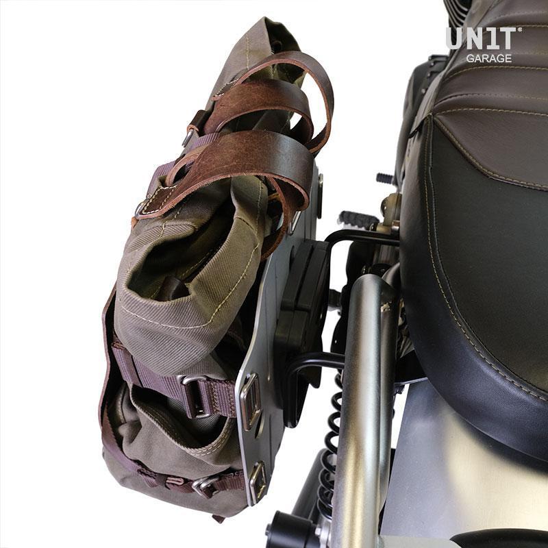 BMW R 1200 GS LC [2013-2018] - Taschenhalter aus Aluminium mit verstellbarer Lederfront, Schnellkupplung und rechtem Rahmen