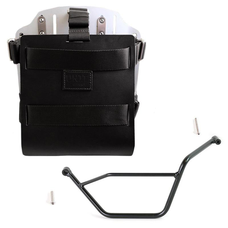 BMW R 1150 GS [1999-2004] - Taskeholder i aluminium med læderfront, lynkobling + venstre ramme