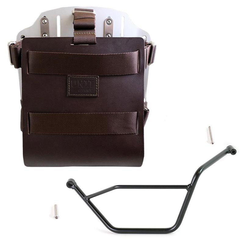 BMW R 1150 GS [1999-2004] - Taskeholder i aluminium med læderfront, lynkobling + venstre ramme