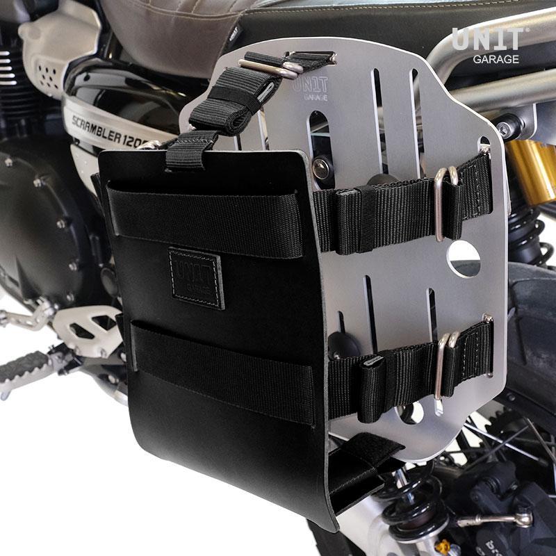 BMW R nineT 1200 Scrambler [2016-2023] - Aluminium-Taschenhalter mit verstellbarer Lederfront, Schnellkupplung und Rahmen