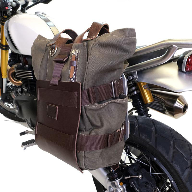BMW R nineT 1200 Scrambler [2016-2023] - Aluminium-Taschenhalter mit verstellbarer Lederfront, Schnellkupplung und Rahmen