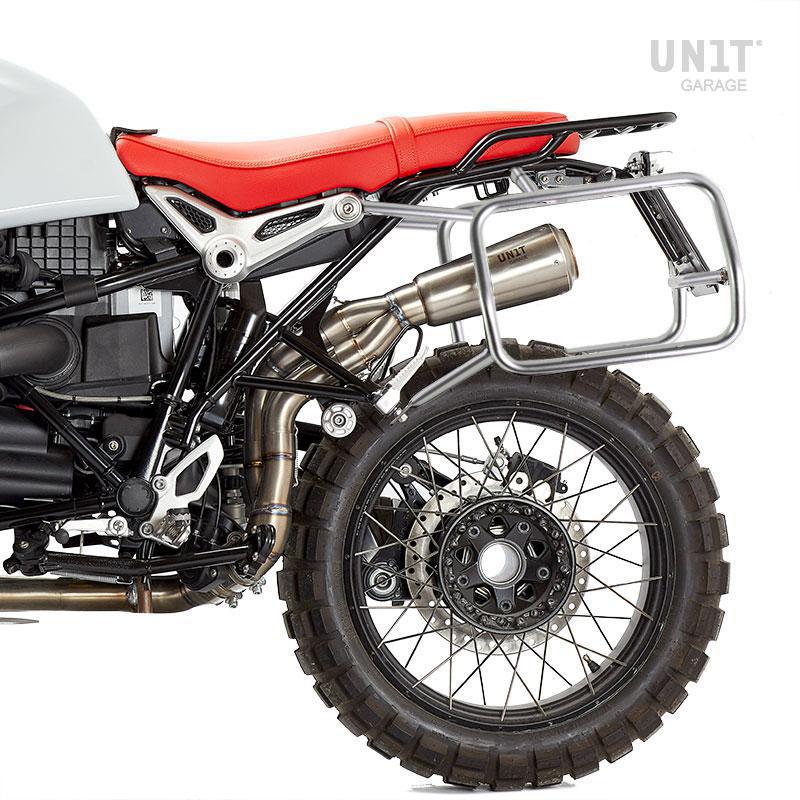 BMW R nineT 1200 Roadster [2014-2023] - Paar Cult-Seitentaschen aus Spaltleder 40L - 50L + Aluminiumplatte + Atlas Aluminium Taschenrahmen