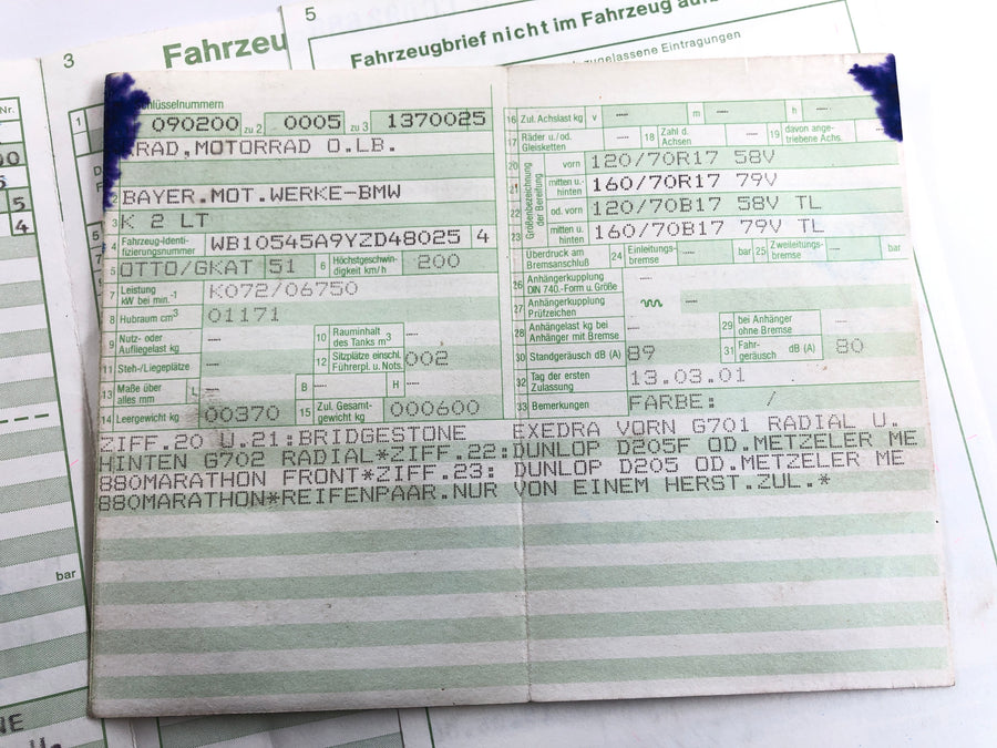 BMW K 1200 LT [2002] - Ramme med papirer
